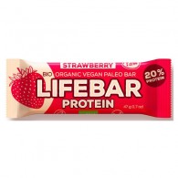 LifeFood - Baton truskawkowy proteinowy z białkiem ryżowym BIO 47g