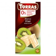 Torras - Czekolada biała z kiwi bez dodatku cukru 75g