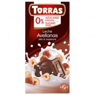 Torras - Czekolada mleczna z orzechami laskowymi bez dodatku cukru 75g