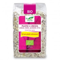 Bio Planet - Płatki 4 zboża (orkisz, owies, jęczmień, żyto) BIO 300g