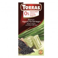 Torras - Czekolada biała z algami i czarną solą bez cukru 75g