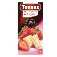 Torras - Czekolada biała z truskawkami bez cukru 75g